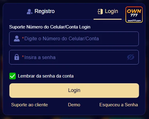 Navegação Simples e Rápida na own777.com